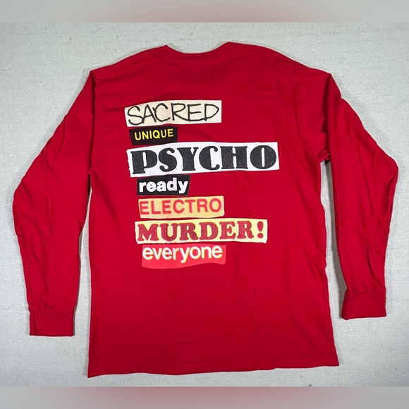 Supreme Men’s Medium Long sleeve Pullover 100% Cotton USA Red Graphic Shirt - Picture 7 of 8